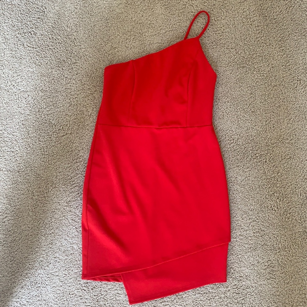 Blue Blush mini red one shoulder dress